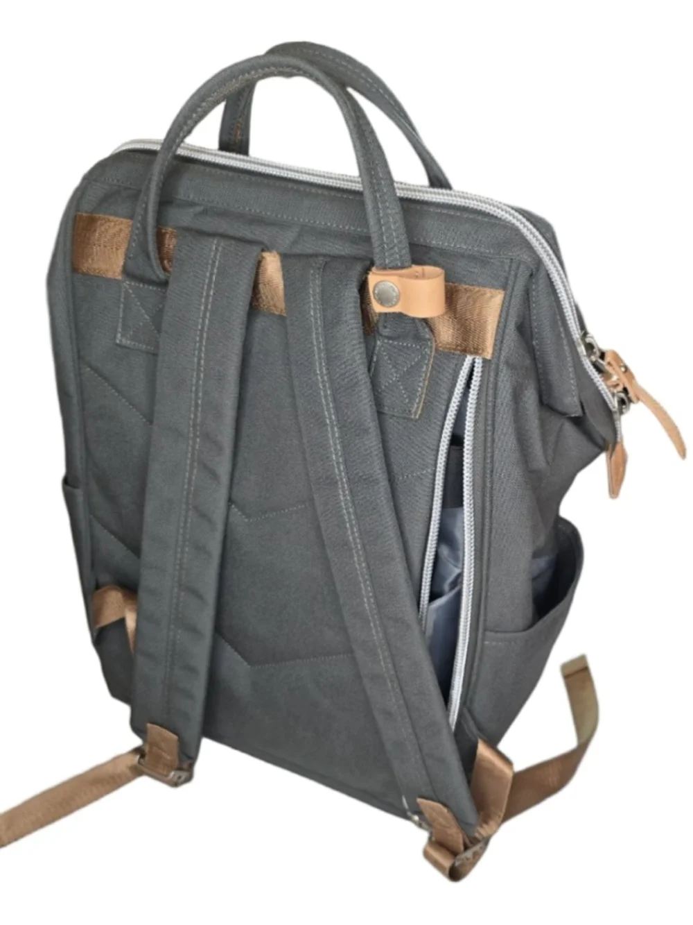 Himawari Gray Laptop Backpack Wide Opening Travel Diaper Bag School Bag